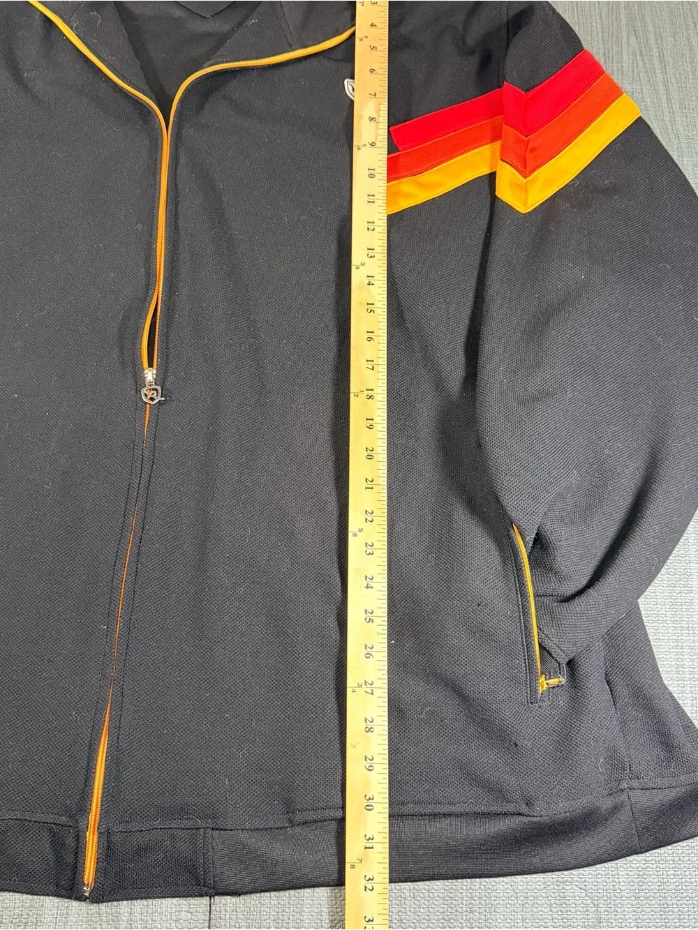 Roca Wear Men’s 4XL Black Full Zip Track Jacket Red Orange Stripe Big Tall